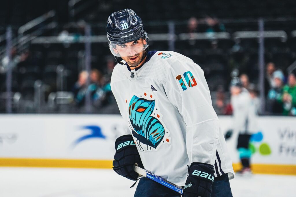 Seattle Kraken on X: All in the details. 💜 Our Kraken #HockeyFightsCancer  warm-up jerseys will be available in tonight's #AnchorAuction, with  proceeds benefitting @OneRoofFdn and @VMFHealth →    / X