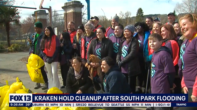 [FOX 13] Kraken, Climate Pledge, volunteer orgs clean up Seattle neighborhood wracked by flooding